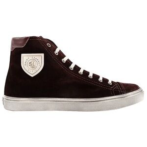 Saint Laurent Mens Bedford SW SL Patch Barolo Red Flat High Top Sneaker 44 11